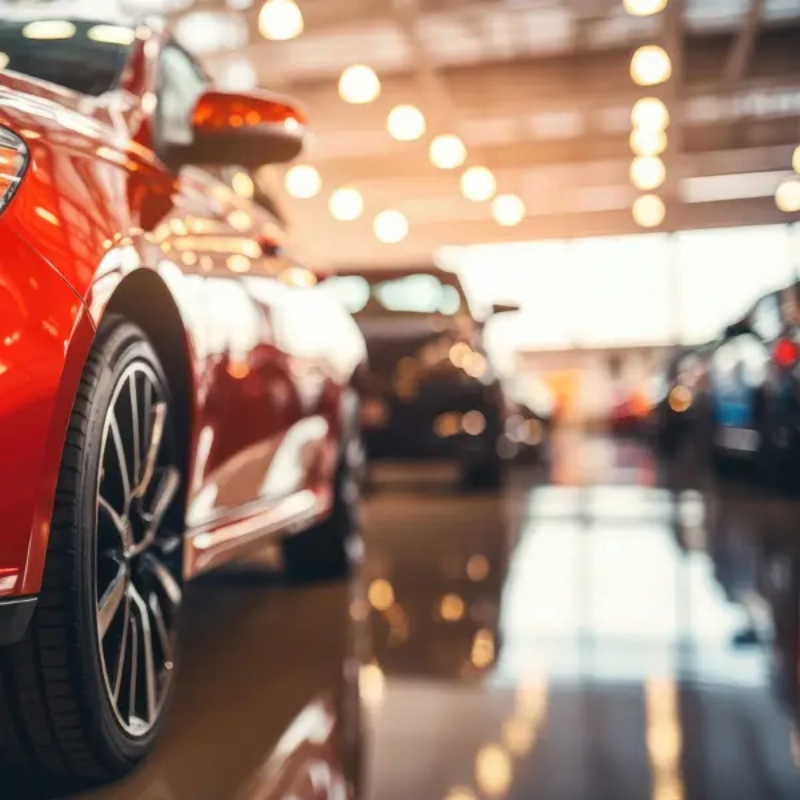 Auto dealership showroom floor with vehicles